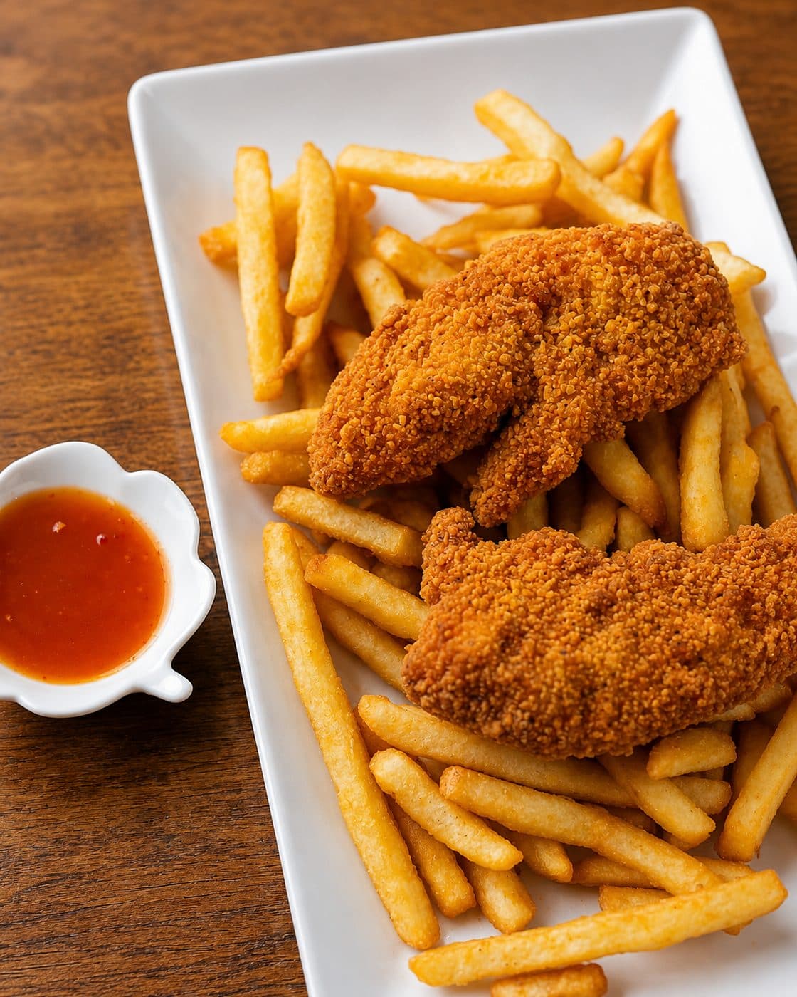 2 Chicken Strips with fries and Plum sauce
