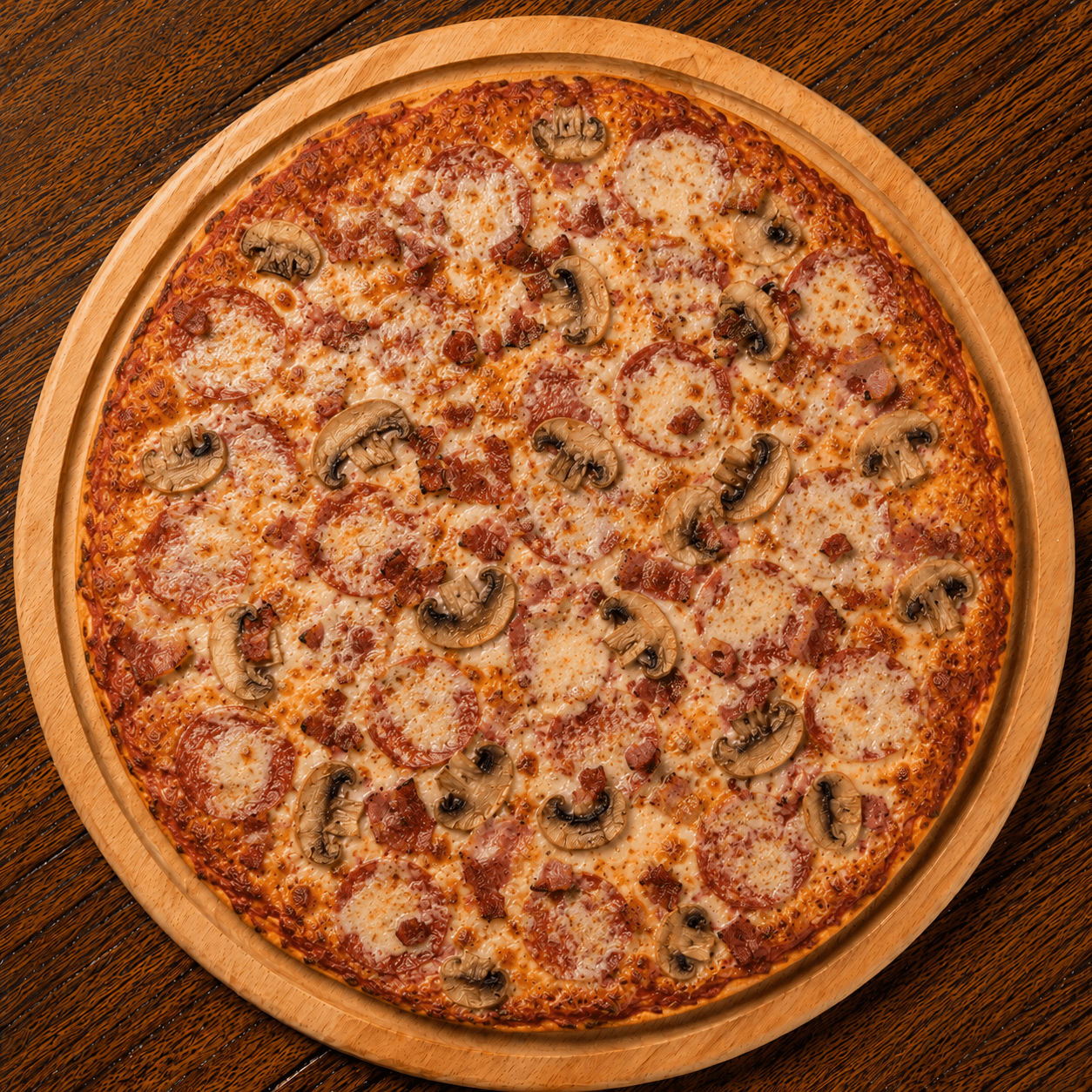 13. Pepperoni, Bacon & Mushroom